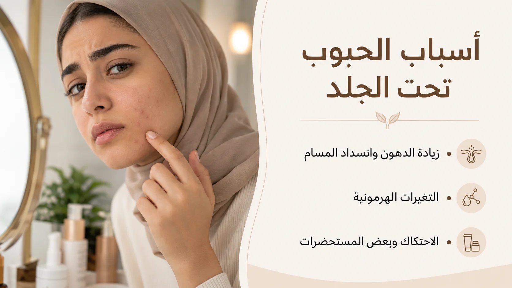 أسباب ظهور الحبوب تحت الجلد في الوجه لدى امرأة عربية